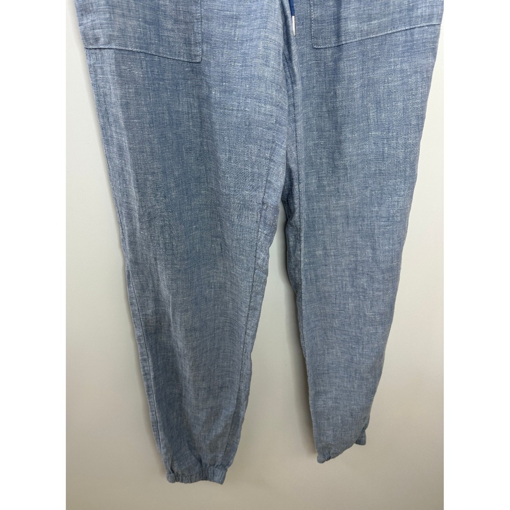 Athleta Retreat Linen Jogger Pants Chambray Blue Resort Beach Zip Pockets 4 Tall - Picture 5 of 15